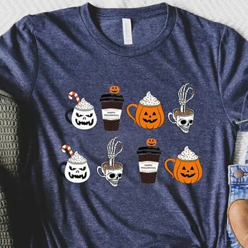 Halloween Kávé póló Őszi Pulóver Sleeve Tök Fűszer