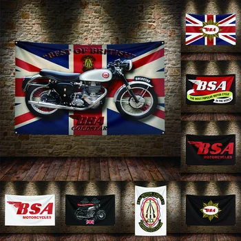 3x5 Ft BSA Zászló Poliészter Nyomtatott Motorkerékpár Zászlók a Garázs Dekoráció
