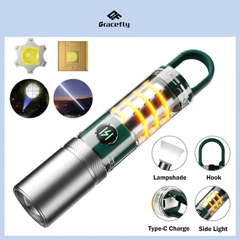 Ultra Erős LED Zseblámpa Zseblámpa Nagyítható a Légzés Környezeti Fény 18650 USB Újratölthető Akkumulátor Erős Fehér Reflektor