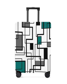 Absztrakt Geometria Aqua Kacsa Zöld Bőrönd Fedelét Szakaszon Poggyász Protector Porvédő a 18-32 Hüvelyk Utazás Bőrönd Esetben
