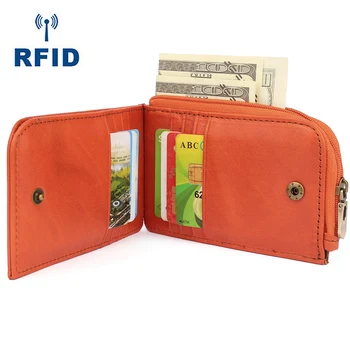 A nők az Új RFID-Multi Card Nulla Pénztárca Bőr Egyszerű Összecsukható Rövid Kártya Táska Retro Felső Réteg Marhabőr Pénztárca