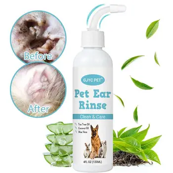 Pet-Ear Drops 120ml Megoldás Pet Fül Wash & Fül Tisztítóba InfectionsControl Élesztő Atkák Eltávolítja Fül Atkák & fülzsír Enyhíti