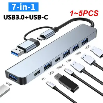 1~5DB Típus C-HUB-nagysebességű USB 3.0 Splitter kártyaolvasó Többportos SD TF Portok Macbook Számítógép Tartozékok USB