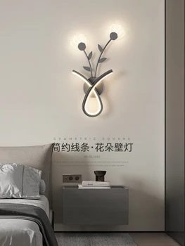 Fali Lámpa Északi Hálószoba Éjjeli Lámpa, Modern, Minimalista Nappali Háttér Fal Romantikus Virágos, Dekorációs Lámpa