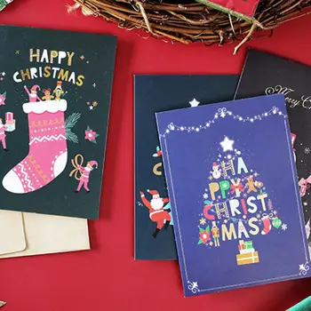 Különleges Boldog Karácsonyt Kártya Rajzfilm Design Tökéletes Karácsony Kártya Meghívókat Újévi Üdvözlőlap