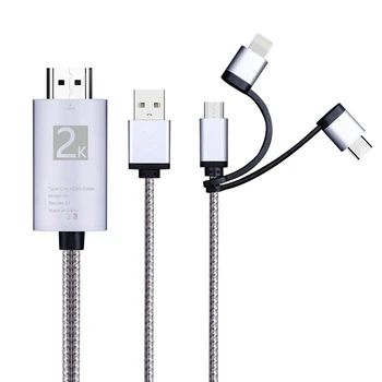Micro-USB-TÍPUS C-3 Az 1-2K HDTV TV-USB Csatlakozó Adapter Kábel Monitor Iphone, Ipad, Android Okostelefon