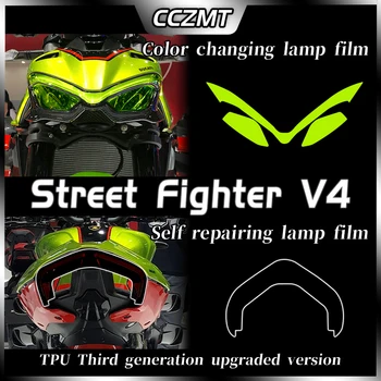 A Ducati Street Fighter V4 okirat film átlátszó védelem film füstölt fekete fény film vízálló módosítása