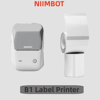Niimbot B1 Szürke Címke Nyomtató Hordozható Kézi hőnyomtató Mini Vonalkód QR-Kód Matrica Papír Színű Rolls Készítő Kábel