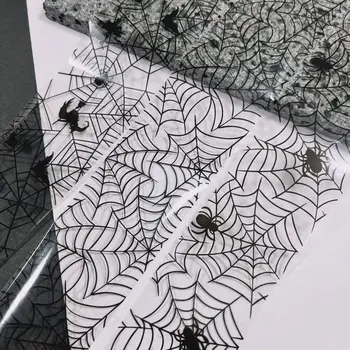 1db 100cm Halloween Köröm Fóliák a Transzfer Papír Matricák Csúszkák Pókháló Körmök Pakolások DIY Béka Köröm Díszítés