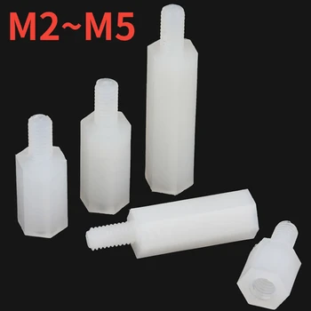 M2 M2.5 M3 M4 M5-Ös Fehér Műanyag, Nylon Egyetlen Fejét Oszlop Hatszögletű Szigetelés Szigetelési Oszlop Támogatás Csavar Csavar