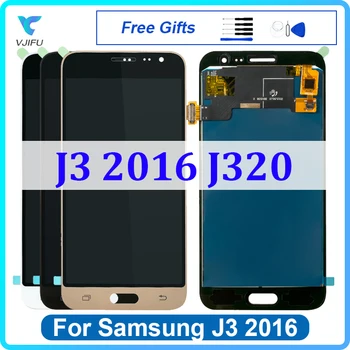 Kijelző LCD Samsung J3 2016 J320 SM-J320F J320G érintőképernyő Digitalizáló Szerelvény Csere Ingyenes Csavarhúzót Ragasztó