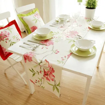 Lelkipásztori haza textil virág nyomtatás asztali futó terítő dekoráció asztali futó íj táblázat zászló téglalap fedezni táblázat