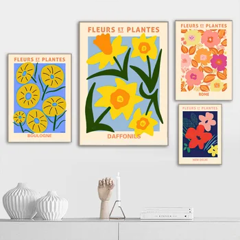Absztrakt Gyümölcs, Narancs Levél Vintage Virág Fal Művészeti Vászon Festmény Északi Poszterek, Nyomatok, Képek Nappali Lakberendezés
