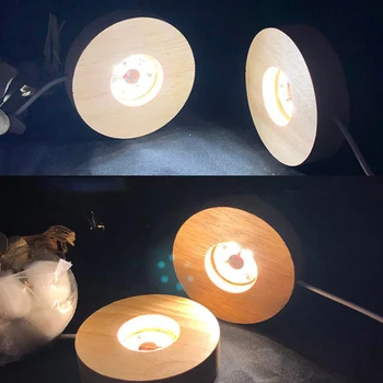 1db Fa Fény Bázis Újratölthető Távirányító Fa LED Forgó Kijelző Állni lámpatartó Lámpa Bázis Art Dísz