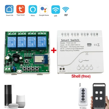 Tuya Távirányító Vezeték nélküli Wifi Smart Switch Modul 1/2/4 CSATORNA DC 7-32V 5V 12V 24V-os 220V RF Vevő 10A wifi Relé Az Alexa DIY