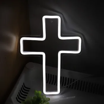 1db Fehér Jézus Kereszt LED Neon felirat A Templom, a Bolt Party Rendezvény Dekoráció Ajándék 7.64
