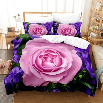 Divat Rose ágyneműgarnitúra Magas minőségű paplanhuzat Lányok Király Takaró Fedél Haza ágytakaró Meghatározott Virágok Ifjúsági Királynő paplanhuzat Készlet