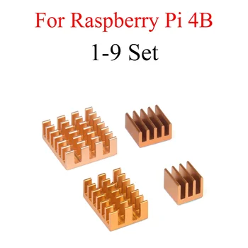 1 - 9 Szett Alumínium hűtőborda Hűtés Mosogató, Hűtő Hűtőborda 4db Kit Radiátor A Raspberry Pi 4 Modell B Arany