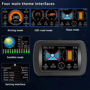 H A65 GPS Sebességmérő Autó Head Up Display Off-road OBD a HUD Műholdas Jel Digitális Kijelző Méter Iránytű Lejtőn Inclinometer