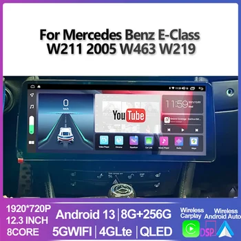 12.3 Android 13 autórádió Mercedes Cls 350 2005 BENZ E CLASS W211 CLS OSZTÁLY C219 GPS Multimédia Lejátszó Sztereó Carplay