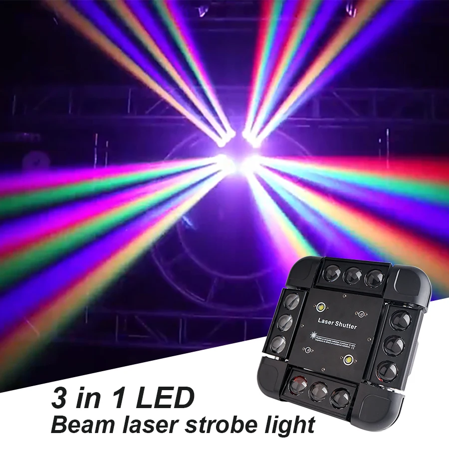LED-es 12*10W 3 in1 Mozgó fej lézer fény villogó sugár színpadi világítás DJ Disco KTV bár születésnapi party0