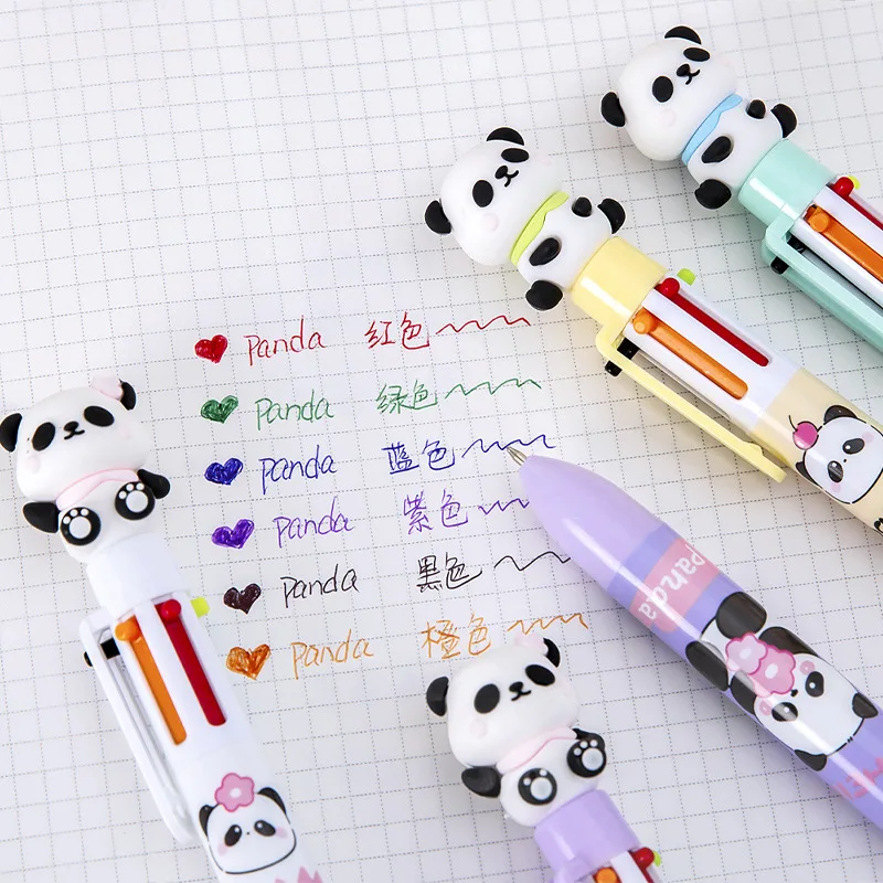 10db/Sok Aranyos Rajzfilm Kawaii Panda 6 Szín Golyóstoll Panda Medve Többszínű Hivatal Írás a Tollak Tanuló Iskolai Papíráru1