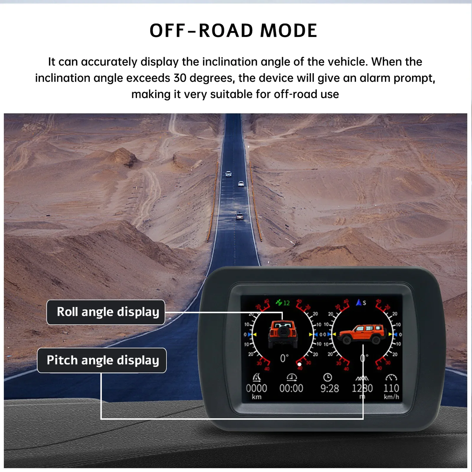 H A65 GPS Sebességmérő Autó Head Up Display Off-road OBD a HUD Műholdas Jel Digitális Kijelző Méter Iránytű Lejtőn Inclinometer2