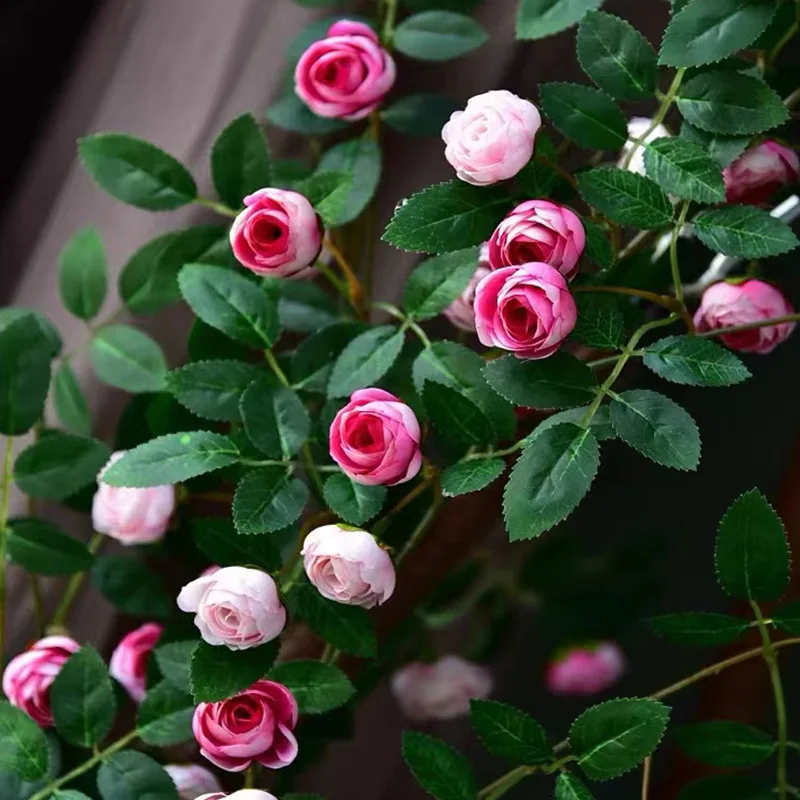 Szimulált Rose Szőlő Mesterséges Virág Műanyag Növény Otthon Kert Lóg Fali Dekoráció Kerti Virágok, Esküvői Party Dekoráció3