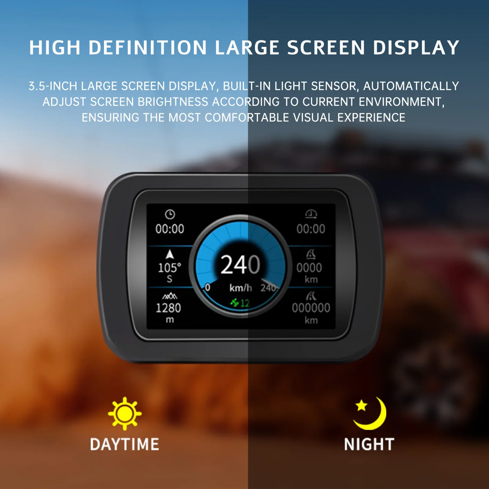 H A65 GPS Sebességmérő Autó Head Up Display Off-road OBD a HUD Műholdas Jel Digitális Kijelző Méter Iránytű Lejtőn Inclinometer4
