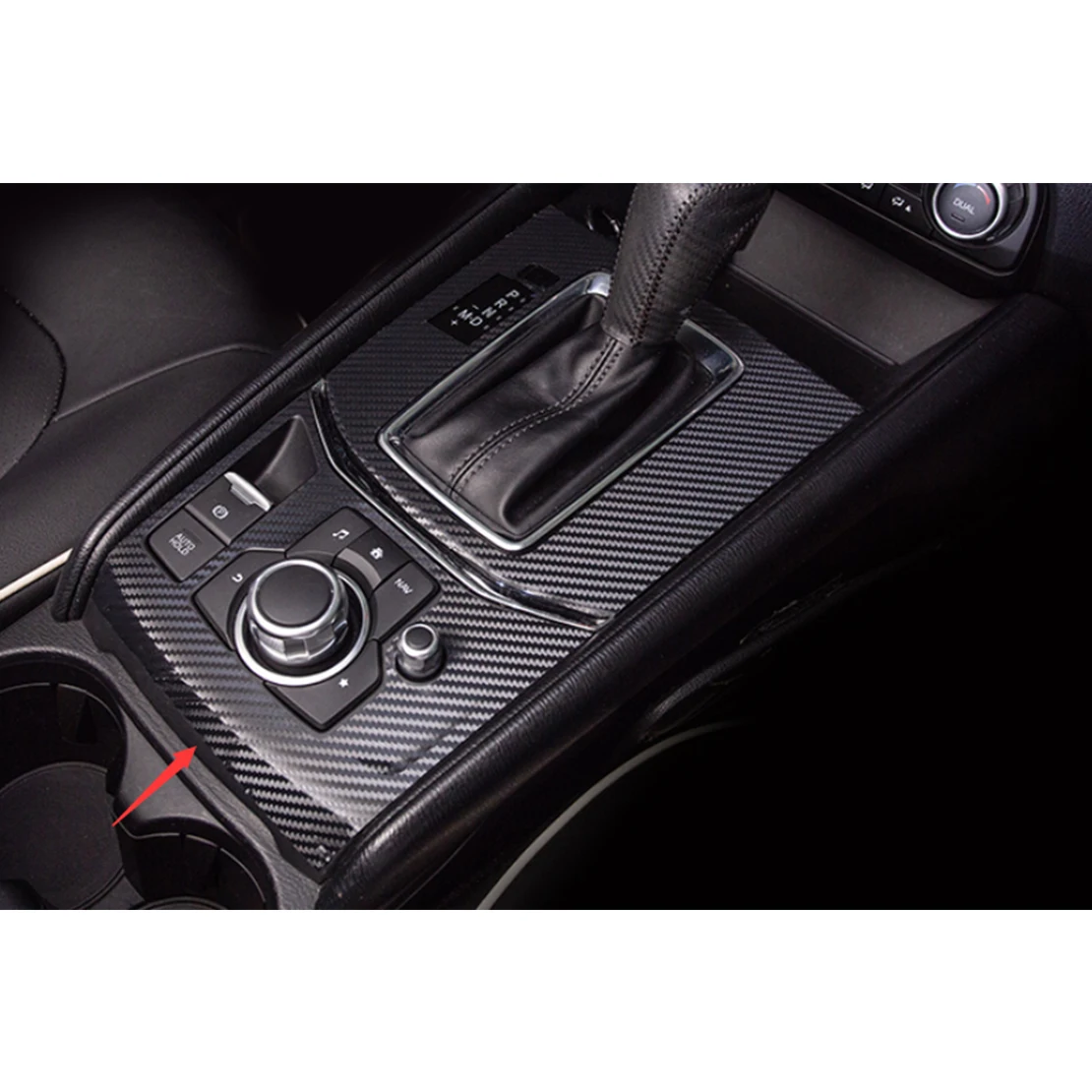 Fekete 3D/5D Szénszálas Stílus Autó Első Konzol sebességváltási Panel Keret Trim Meghatározott Alkalmas Mazda CX-5 2022-2017 Bal oldali Meghajtó5